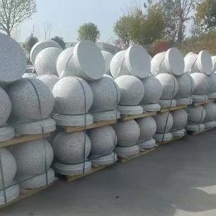 石嘴山 白麻花岗岩石材圆球，石球，挡车球，隔离球，景观石球，风水球等