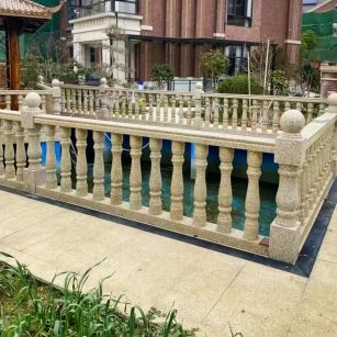 石嘴山黄金麻花岗岩石材栏杆，扶手，将军柱，花瓶柱