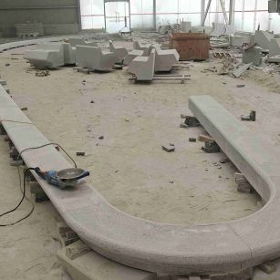 石嘴山 芝麻白花岗岩弧形花坛石，坐凳石