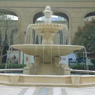 石嘴山 黄金麻花岗岩异型加工——户外庭院石雕流水喷泉