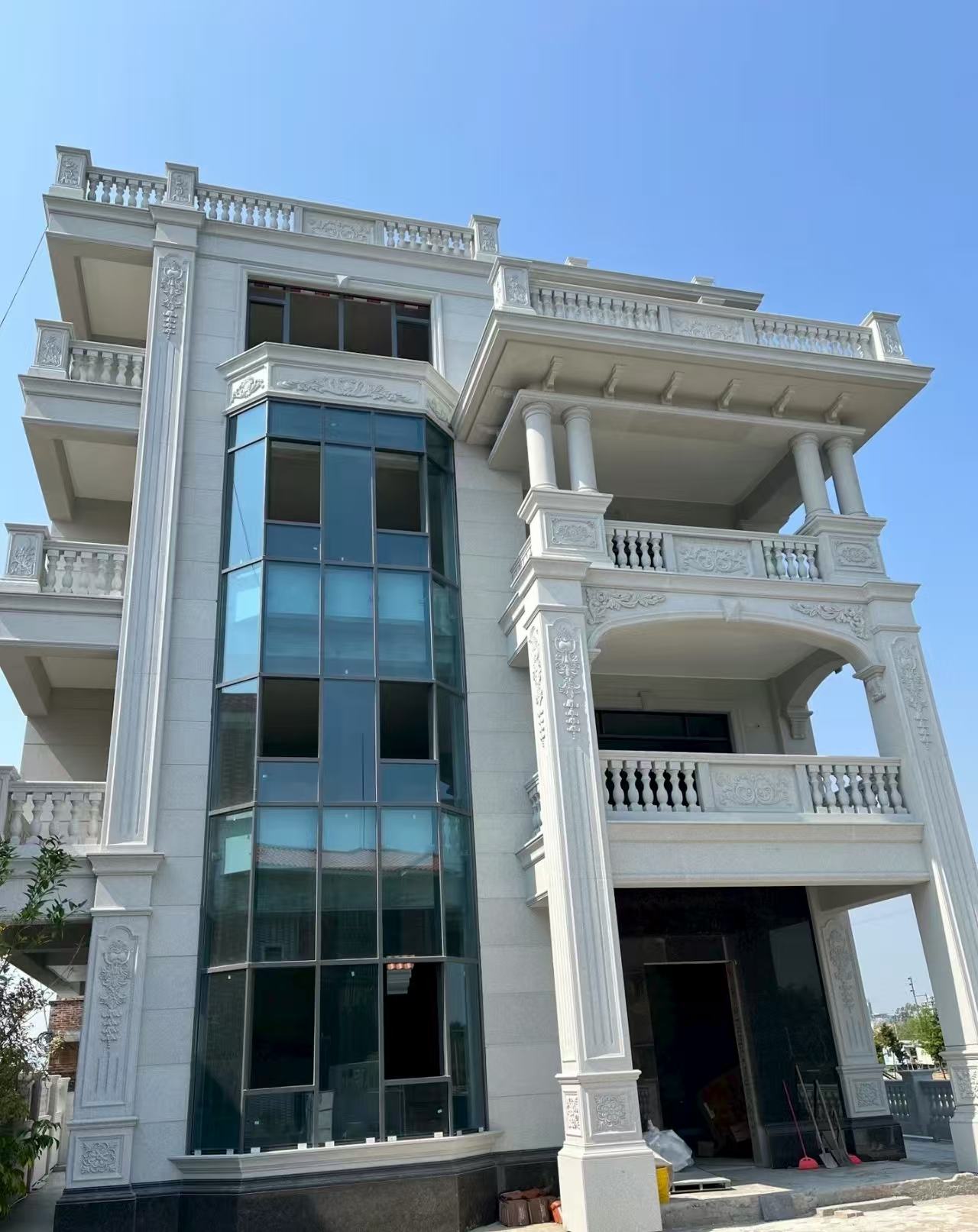 石嘴山 白麻花岗岩别墅外墙干挂效果展示