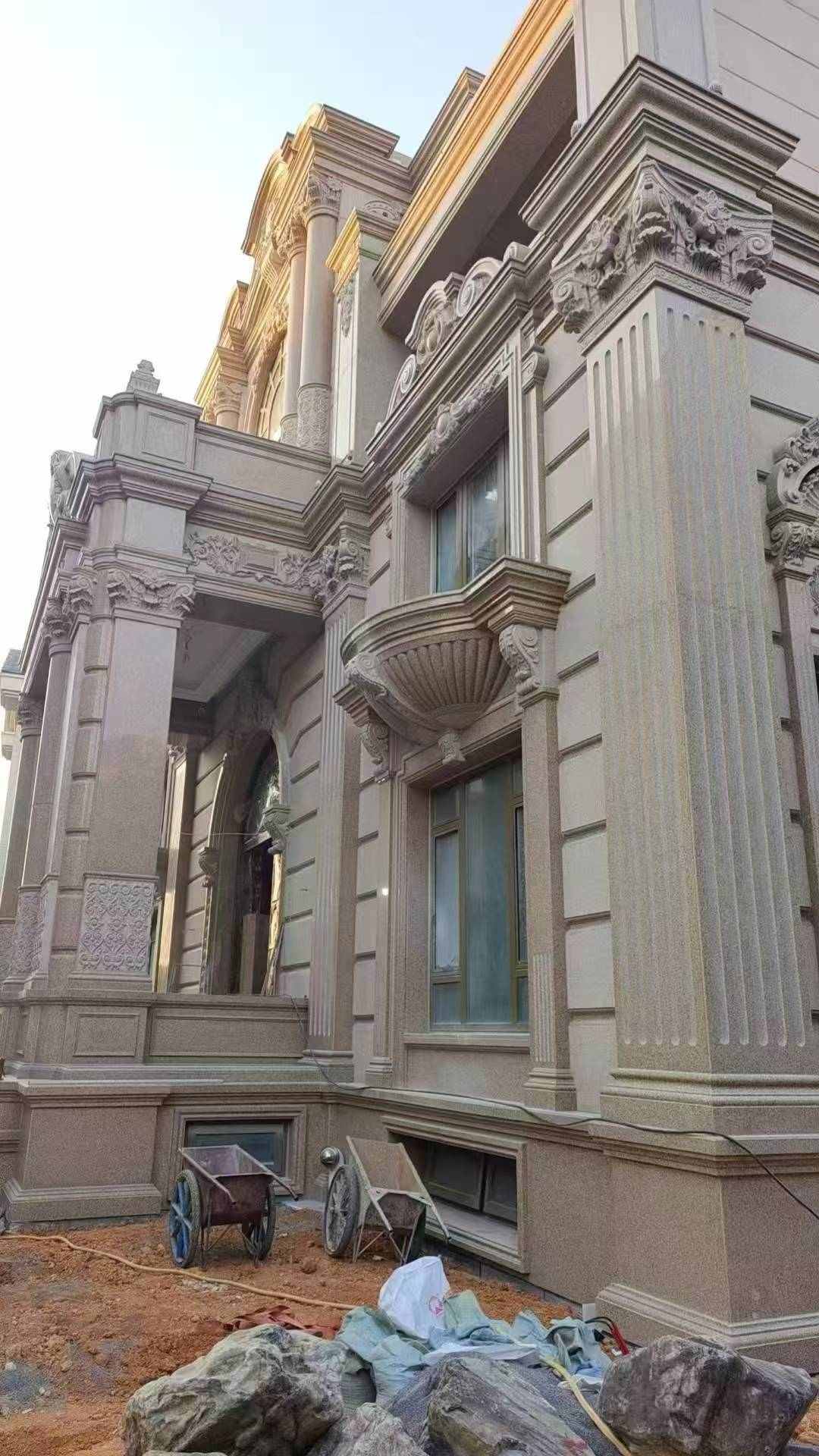 石嘴山 黄金麻花岗岩光面别墅外墙干挂施工完成