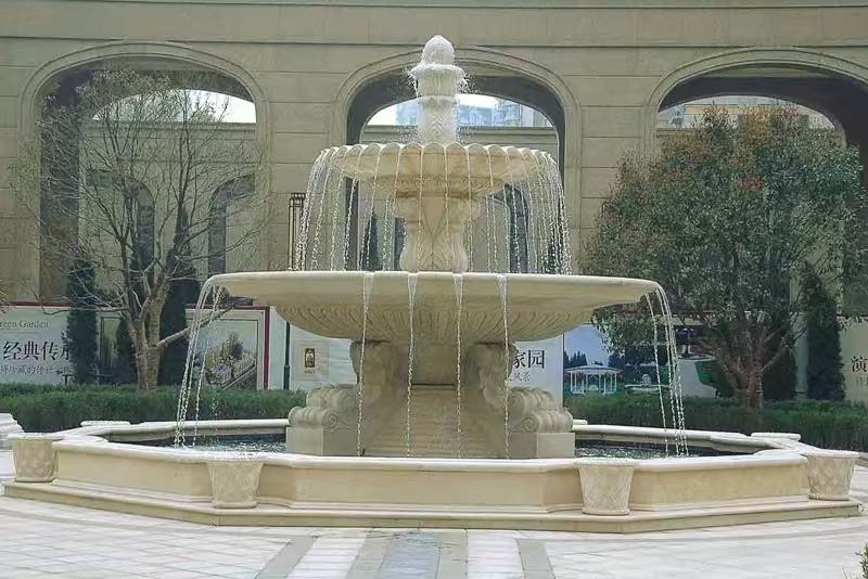 石嘴山 黄金麻花岗岩异型加工——户外庭院石雕流水喷泉